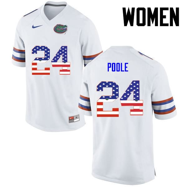 NCAA Florida Gators Brian Poole Women's #24 USA Flag Fashion Nike White Stitched Authentic College Football Jersey UOX2664JE